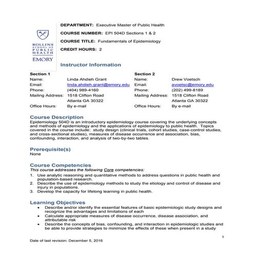 EPI 504 spring 2017 syllabus