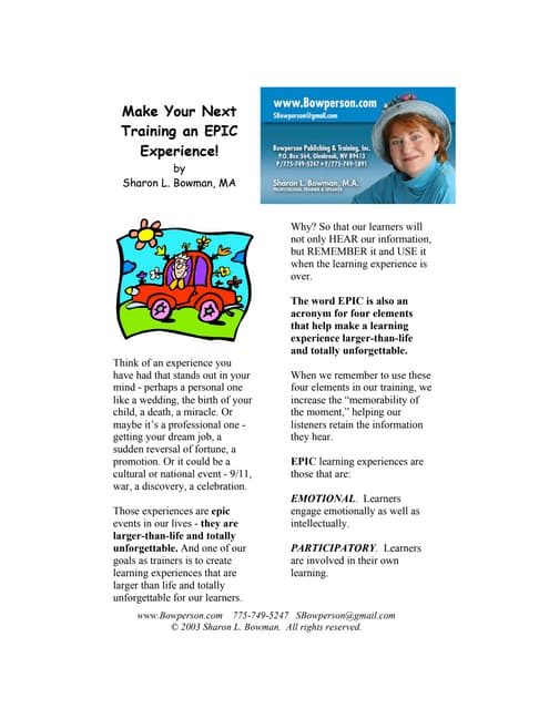 Make Your Next Training an EPIC Experience!