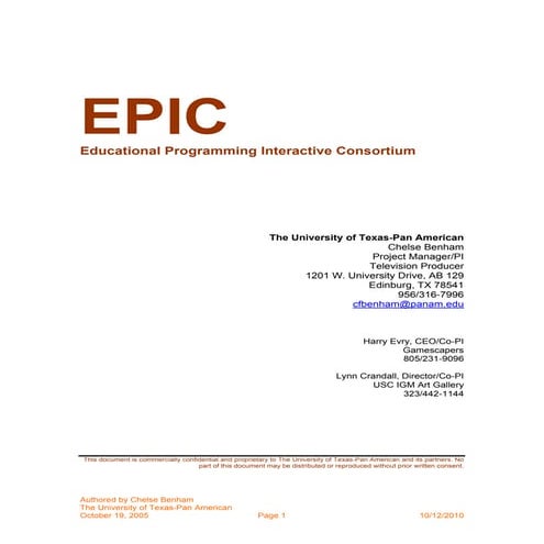 Epic educational programming interactive consortium