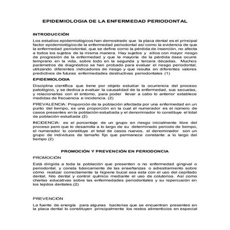 Epidemiologia de la enfermedad periodontal