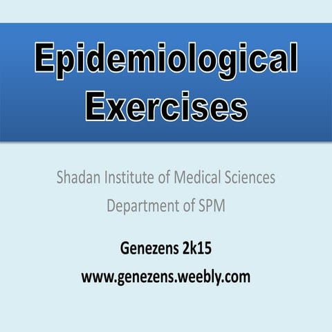 Epidemiological Exercises: Q1 to Q10