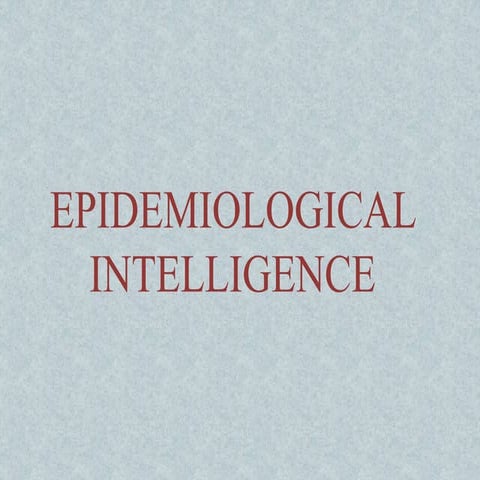 Epidemiological intelligence