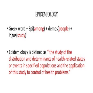 Epidemiology