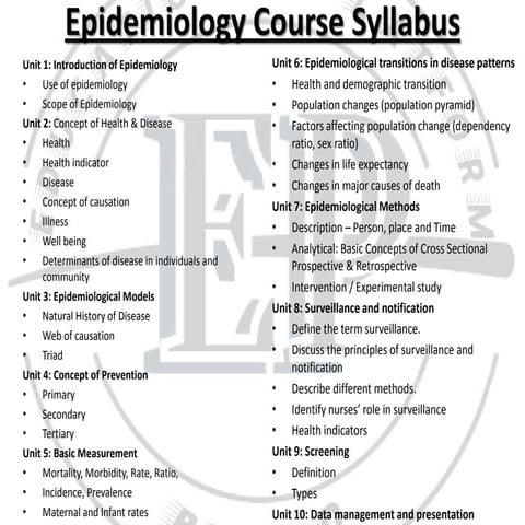 Epidemiology 6th Semester BSN Notes, Educational Platform.pdf