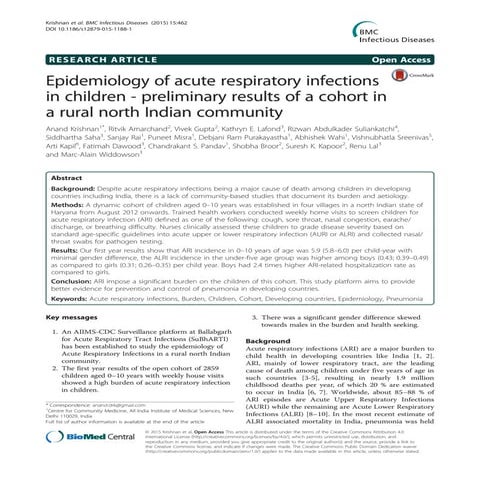 Epidemiology of acute respiratory infections | PDF