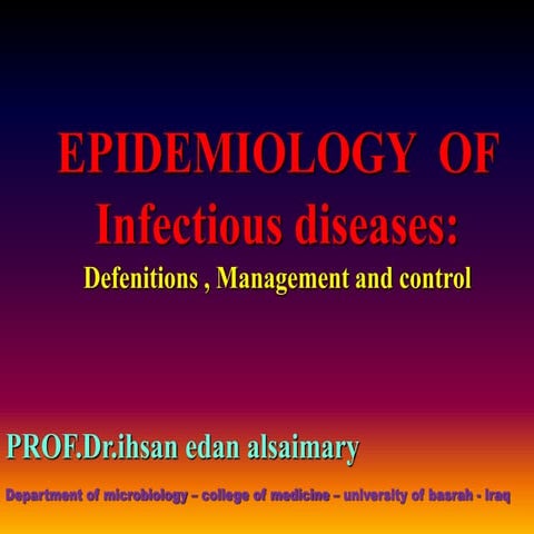 Principles of infectious disease. epidemiology | PPT