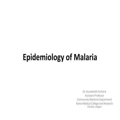 Epidemiology of malaria
