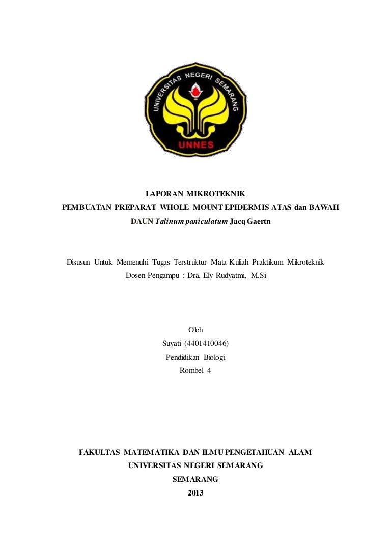  Laporan  Praktikum  Epidermis Atas dan Bawah DAUN  Talinum 