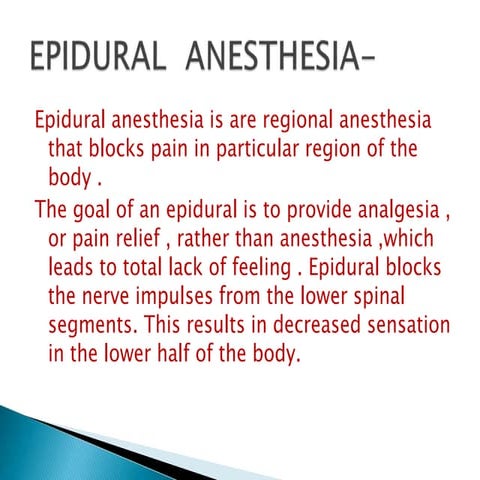 Epidural Anesthesia Nursing Foundation Pptx