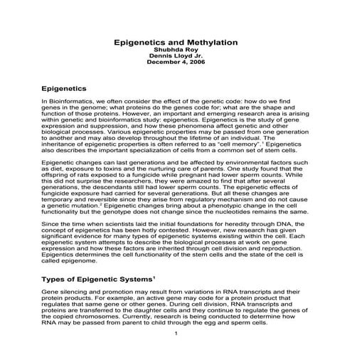 Epigeneticsand methylation