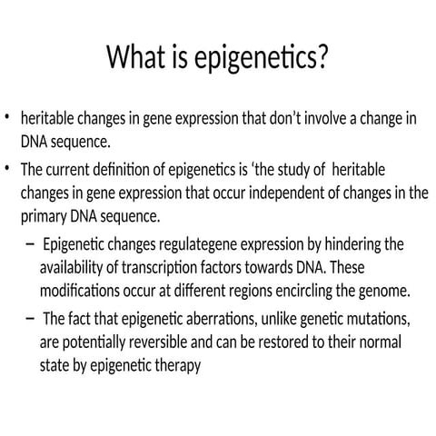Epigenetics mol2.ppt how . how epigenetics alter the expression