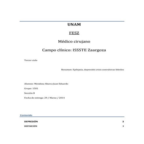 Epilepsia, depresión y crisis convulsivas febriles