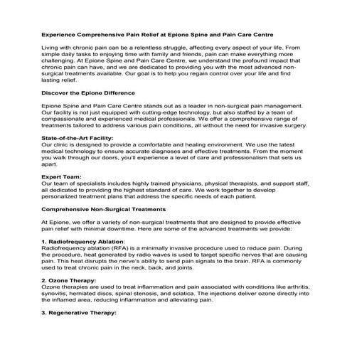 Best pain treatment in trivandrum Epione spine and pain care centre