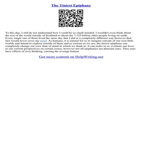 Epiphany Essay