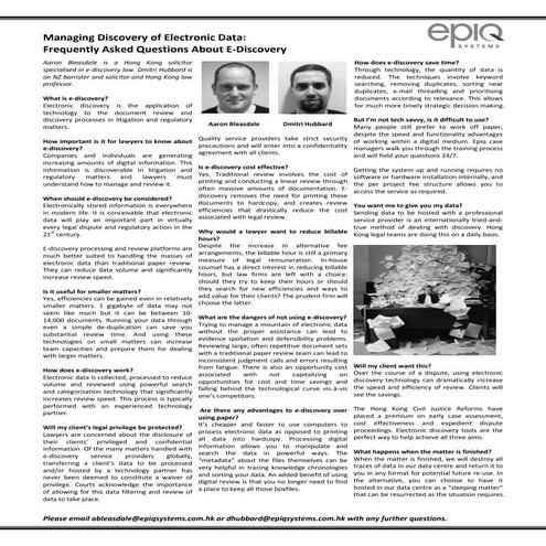 Epiq E Discovery Faq Hong Kong