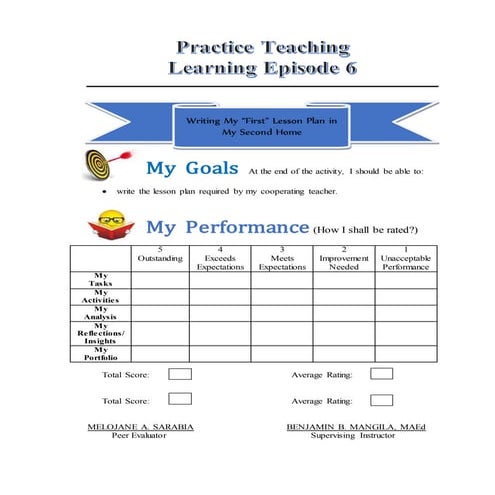 Practice Teaching Portfolio Episode 6