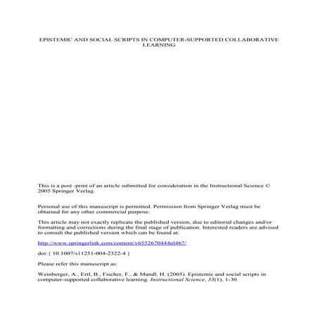 Epistemic and social scripts in computer supported collaborative learning 