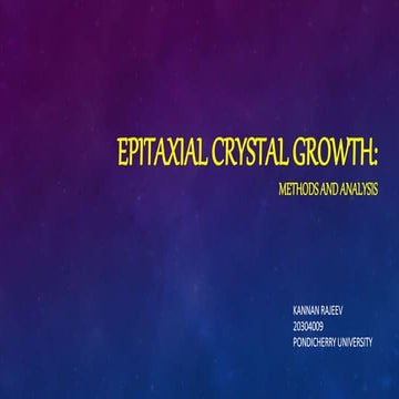 Epitaxial Crystal Growth: Methods & Analysis 
