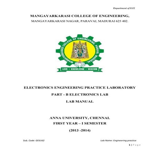 Engineering practice lab manual for electronics