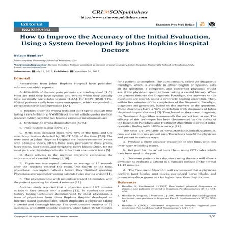 How to Improve the Accuracy of the Initial Evaluation, Using a System Develop...