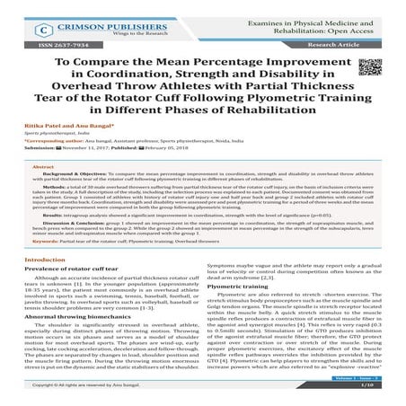 To Compare the Mean Percentage Improvement in Coordination, Strength and Disa...