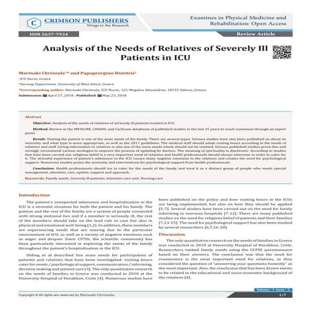 Analysis of the Needs of Relatives of Severely Ill Patients in ICU_Crimson Pu...