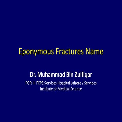 Eponymous fractures name Dr. muhammad Bin Zulfiqar