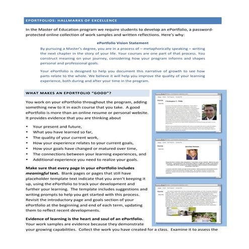 E portfolio hallmarks_of_excellence