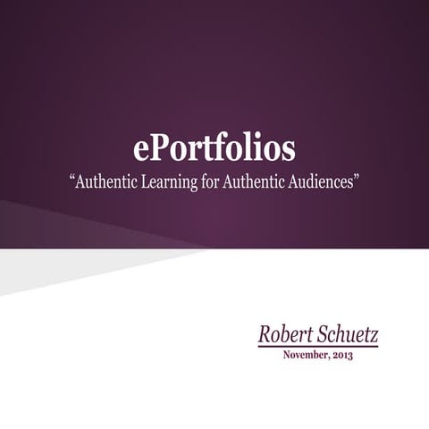ePortfolios for authentic learning