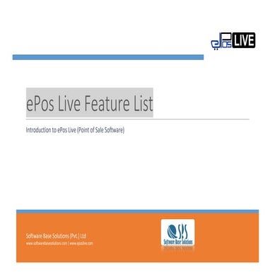 ePOSLIVE -  pos software -Feature List- 