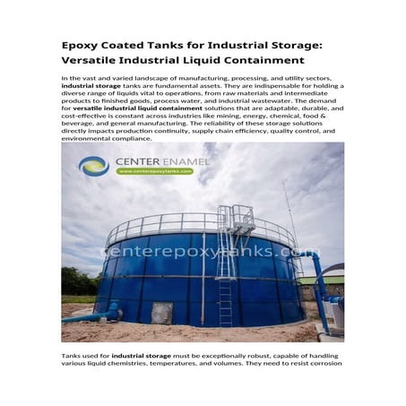 Epoxy Coated Tanks for Industrial Storage Versatile Industrial Liquid ...