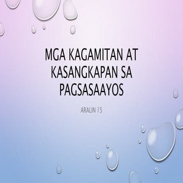 EPP 5 HE - Mga Kagamitan at Kasangkapan sa Pagsasaayos