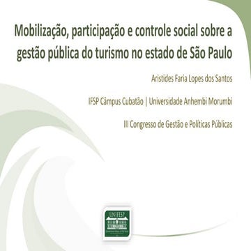 Mobilização, Participação e Controle Social (III CGPOP Unifesp)