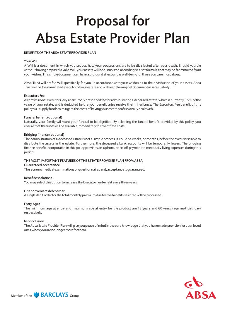 Absa Estate Provider Plan