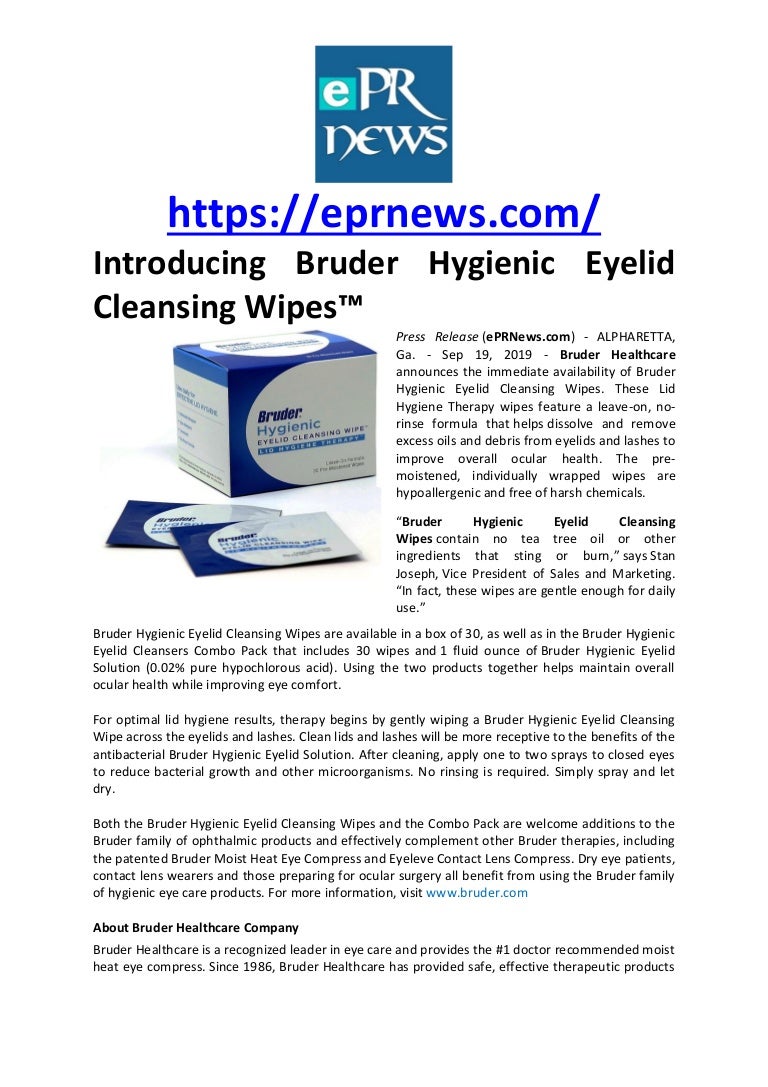 Introducing Bruder Hygienic Eyelid Cleansing Wipes™