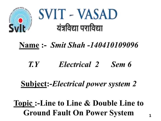Line to Line & Double Line to Ground Fault On Power System