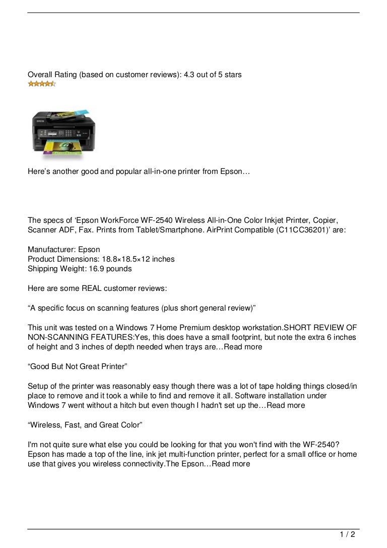 Scanner epson wf-2540 64-bit Driver