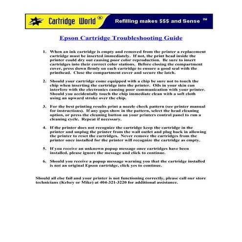 Epson cartridge troubleshooting guide 9 17-06