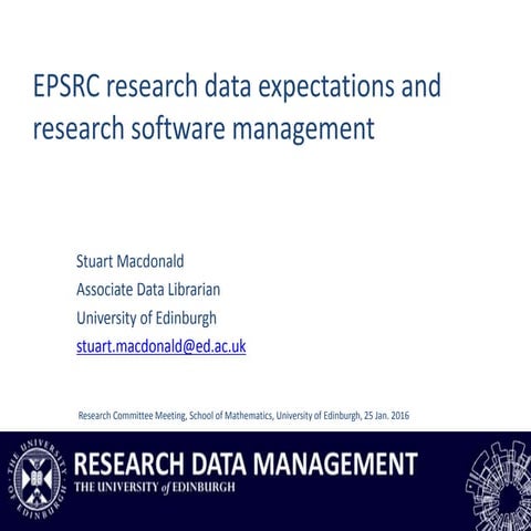 EPSRC research data expectations and research software management