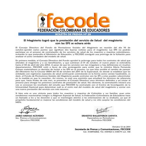 Eps's no contratan con fopremag