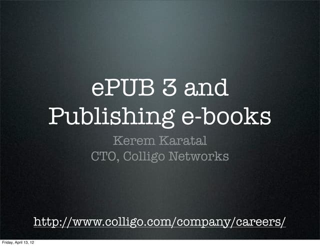 ePUB 3 and Publishing e-books