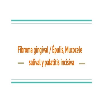 Epulis, mucocele salival y palatitis incisiva