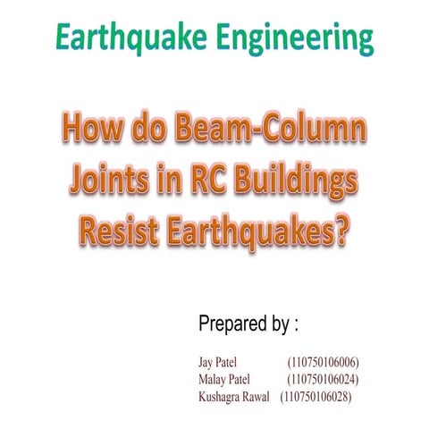 How do Beam-Column Joints in RC Buildings Resist Earthquakes?