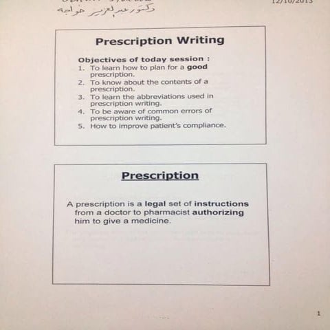 8. Prescription Writing