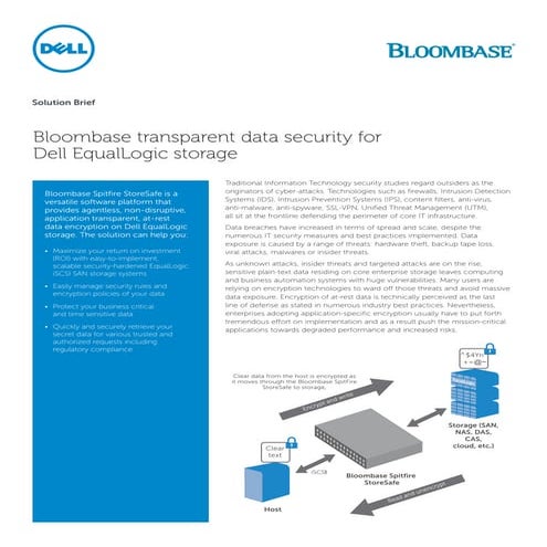 Bloombase transparent at-rest data encryption security for Dell EqualLogic 