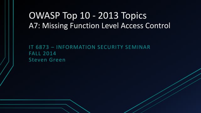 A7   Missing Function Level Access Control