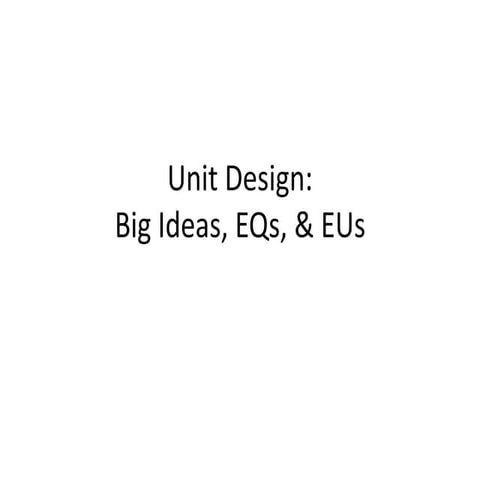 Unit Design: Big Ideas EQs & EUs