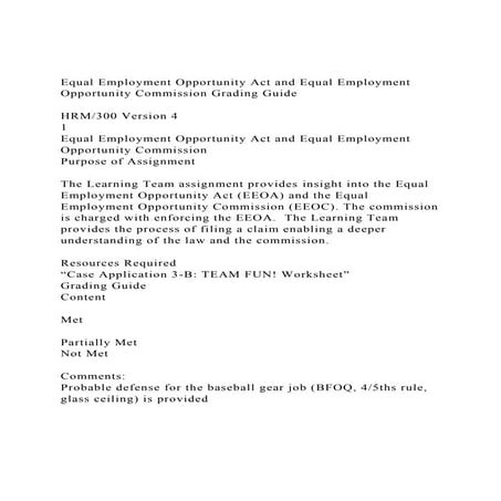 Equal Employment Opportunity Act and Equal Employment Opportunit.docx