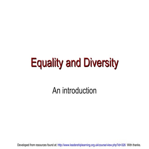 Equality and diversity