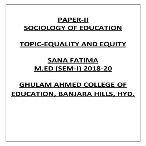 Equality and Equity-Definition and Difference between Equality and Equity.